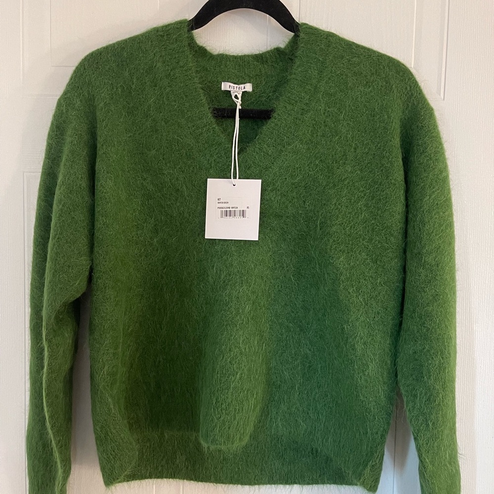 PISTOLA Kit Alpaca V-Neck Sweater Winter Green - NWT
